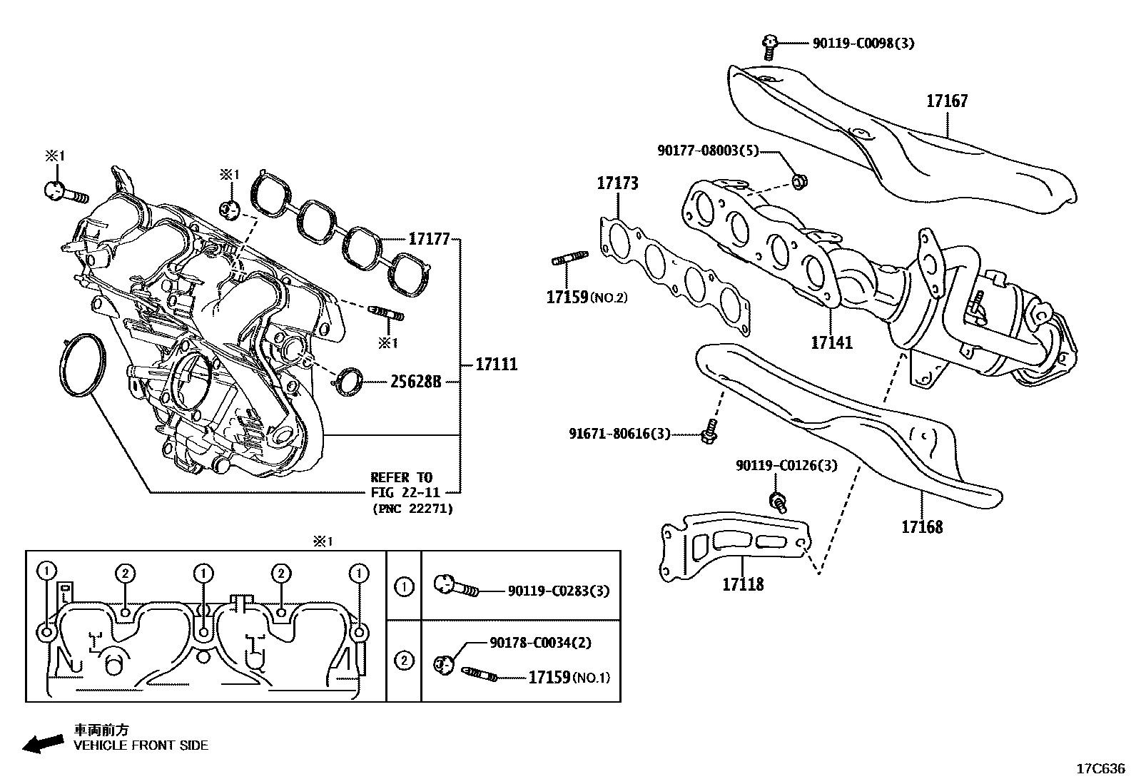 Toyota COROLLA Manifold EPC diagram — 17C636