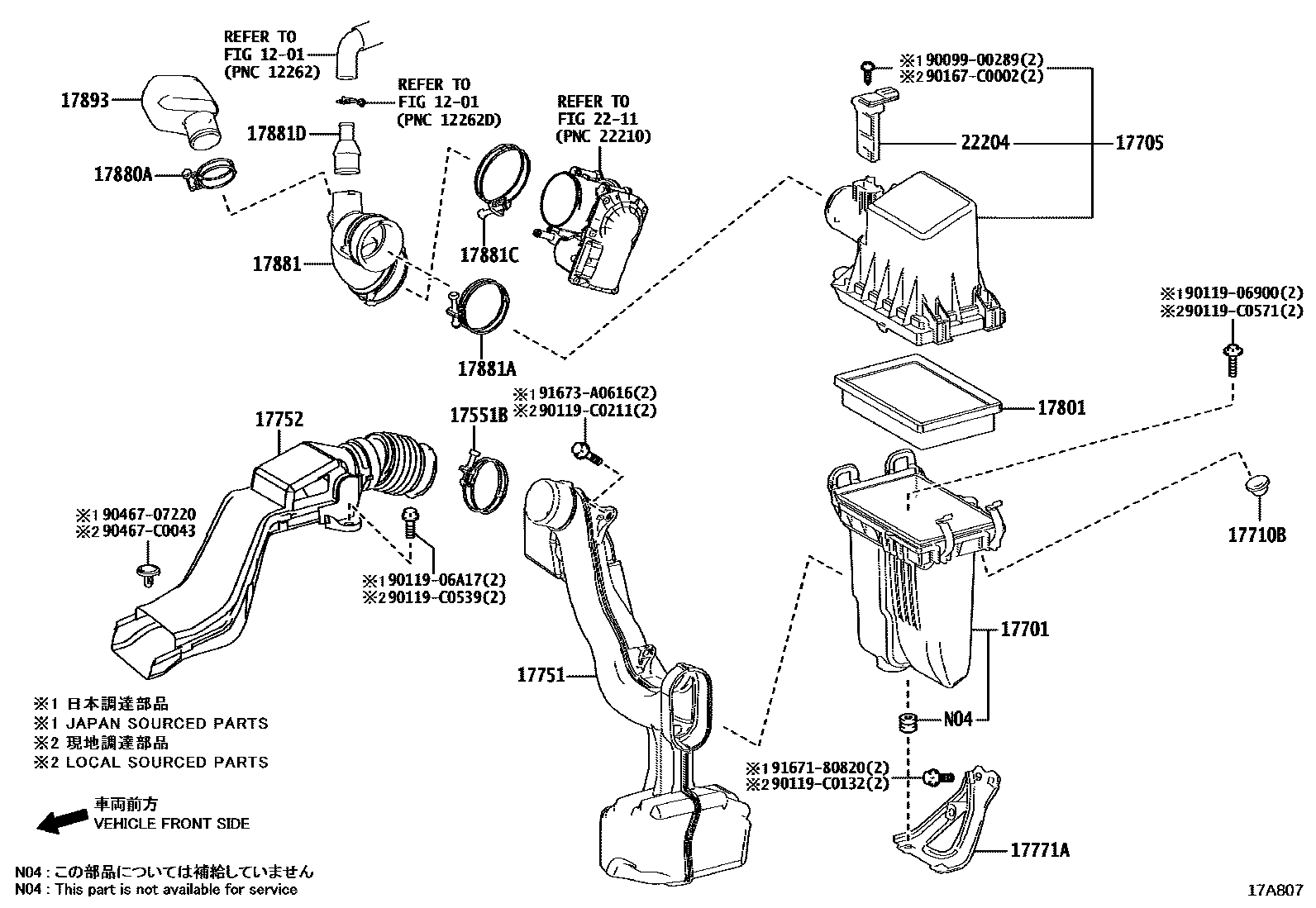 Toyota COROLLA Air Cleaner EPC diagram — 17A807