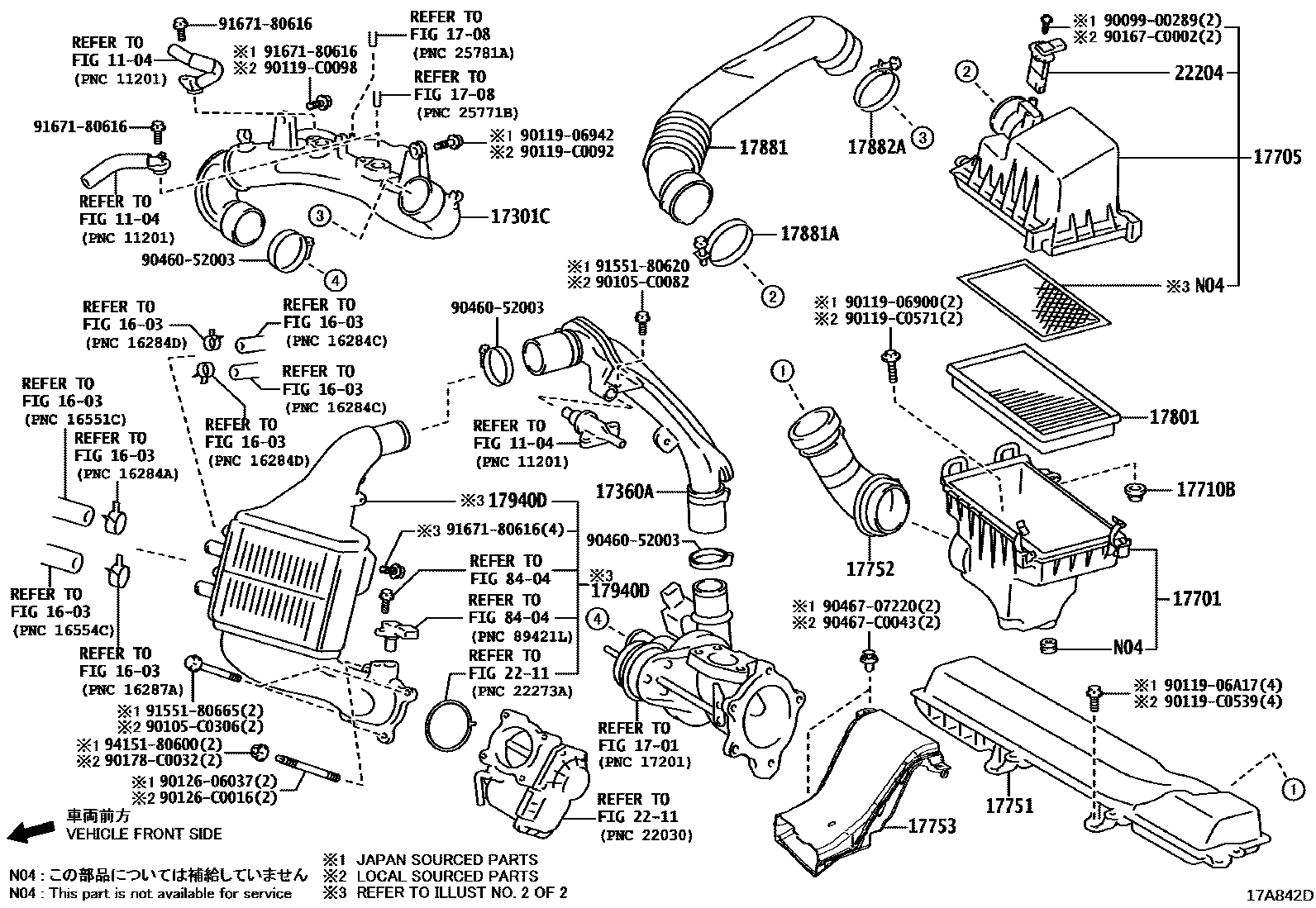 Toyota COROLLA Air Cleaner EPC diagram — 17A842D