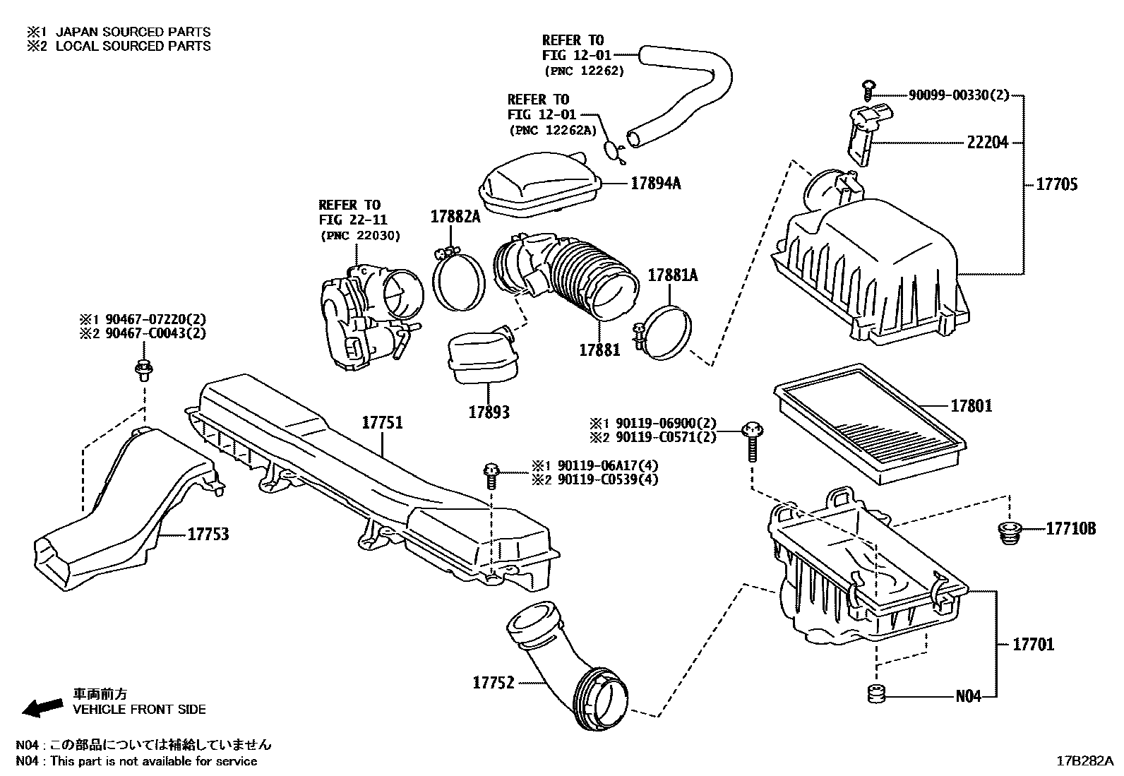 Toyota COROLLA Air Cleaner EPC diagram — 17B282A