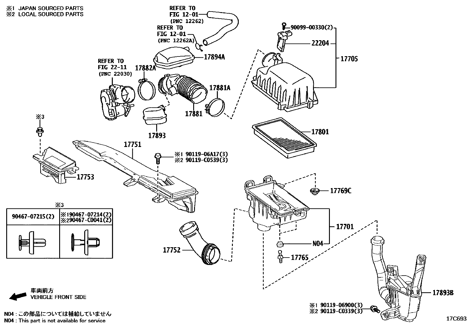 Toyota COROLLA Air Cleaner EPC diagram — 17C693