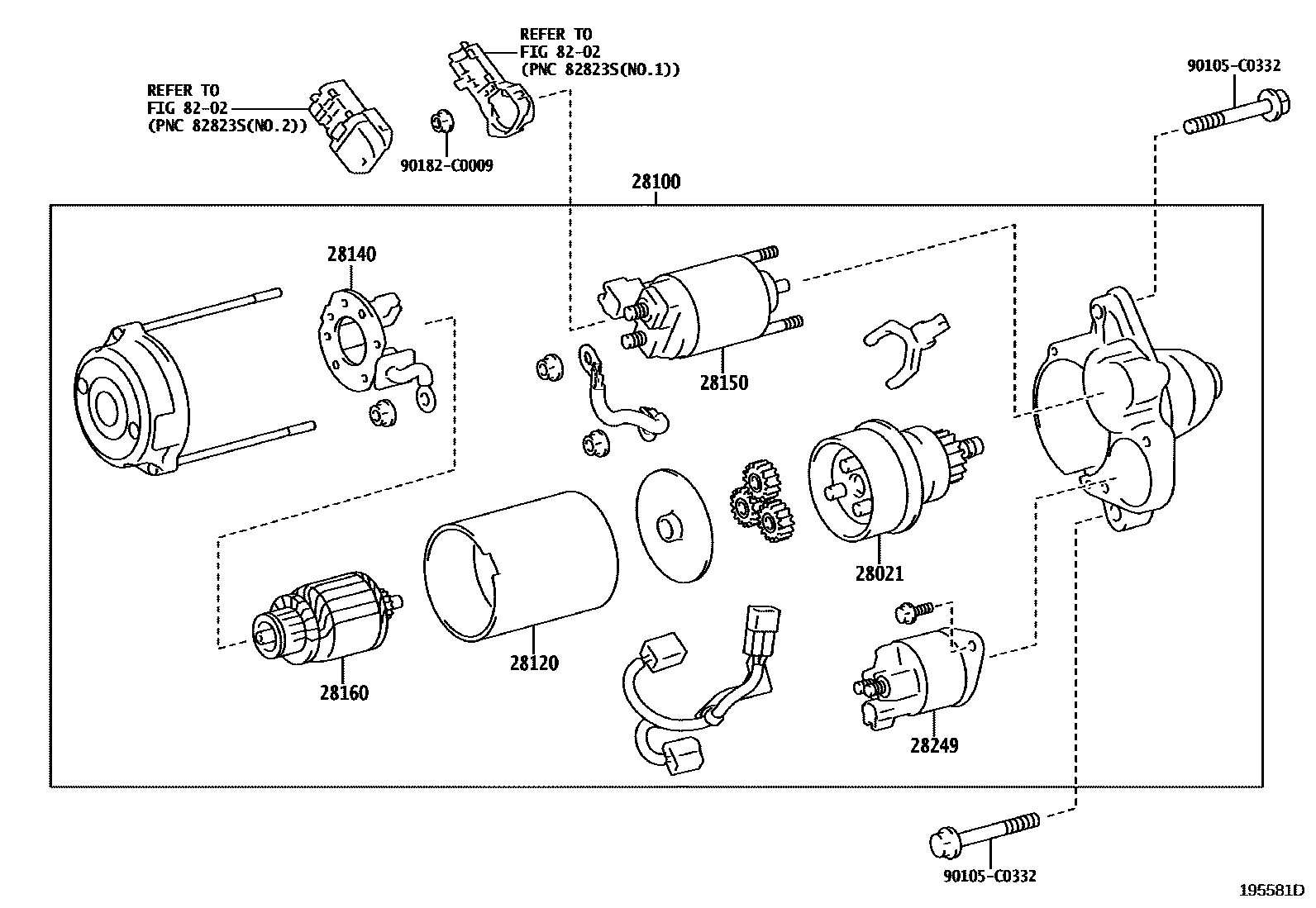Toyota COROLLA 起动机 EPC diagram — 195581D