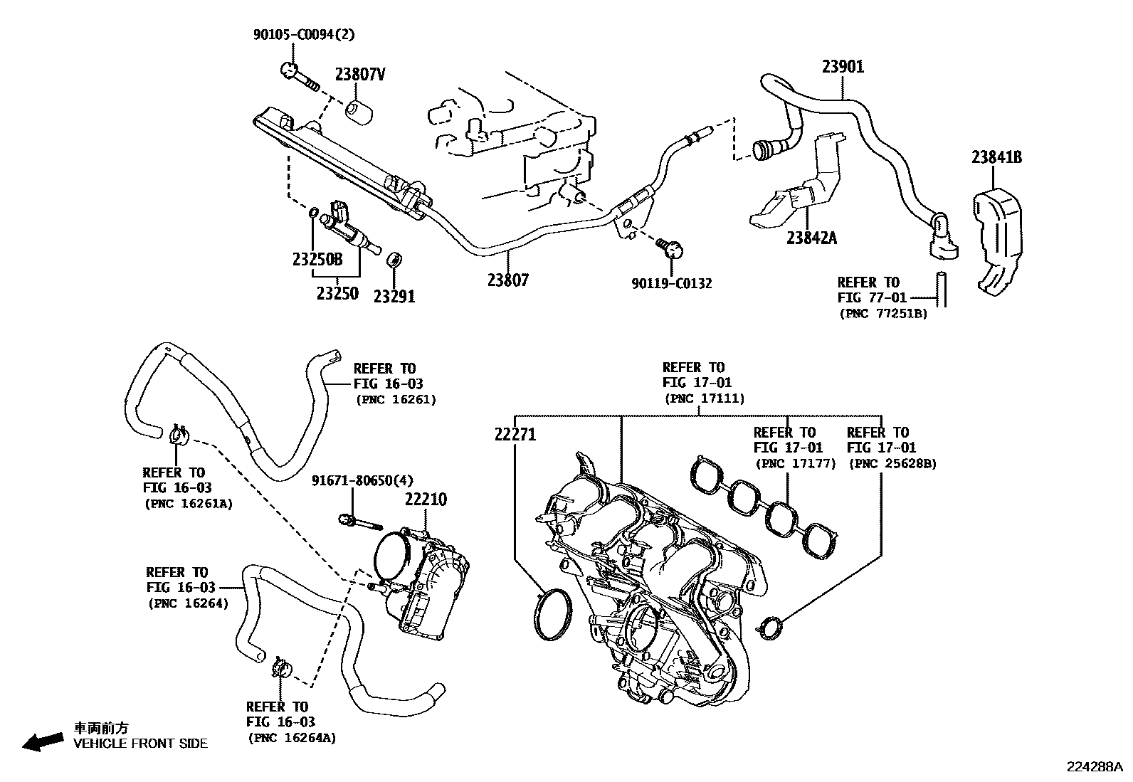 Toyota COROLLA 燃油喷射系统 EPC diagram — 224288A