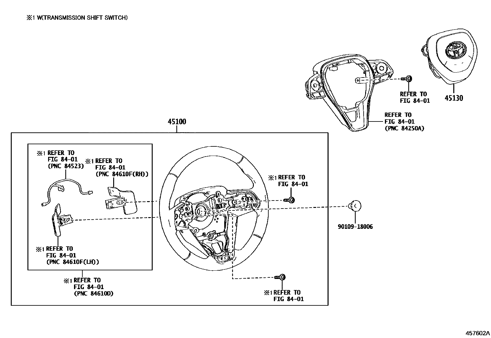 Toyota COROLLA Steering Wheel EPC diagram — 457602A