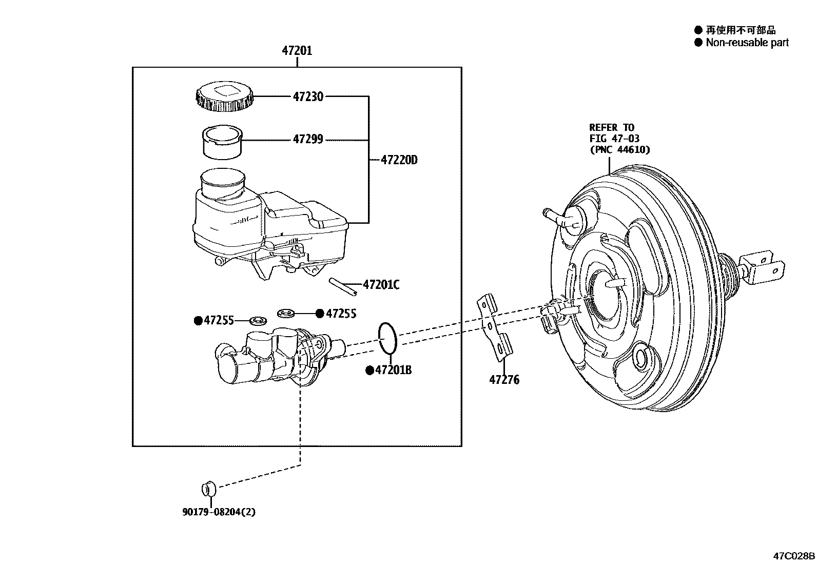Toyota COROLLA 制动总泵 EPC diagram — 47C028B
