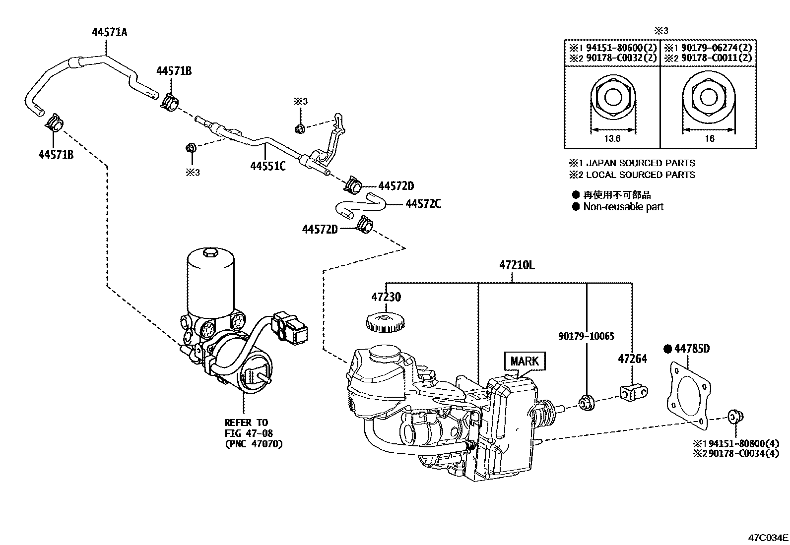 Toyota COROLLA 制动总泵 EPC diagram — 47C034E