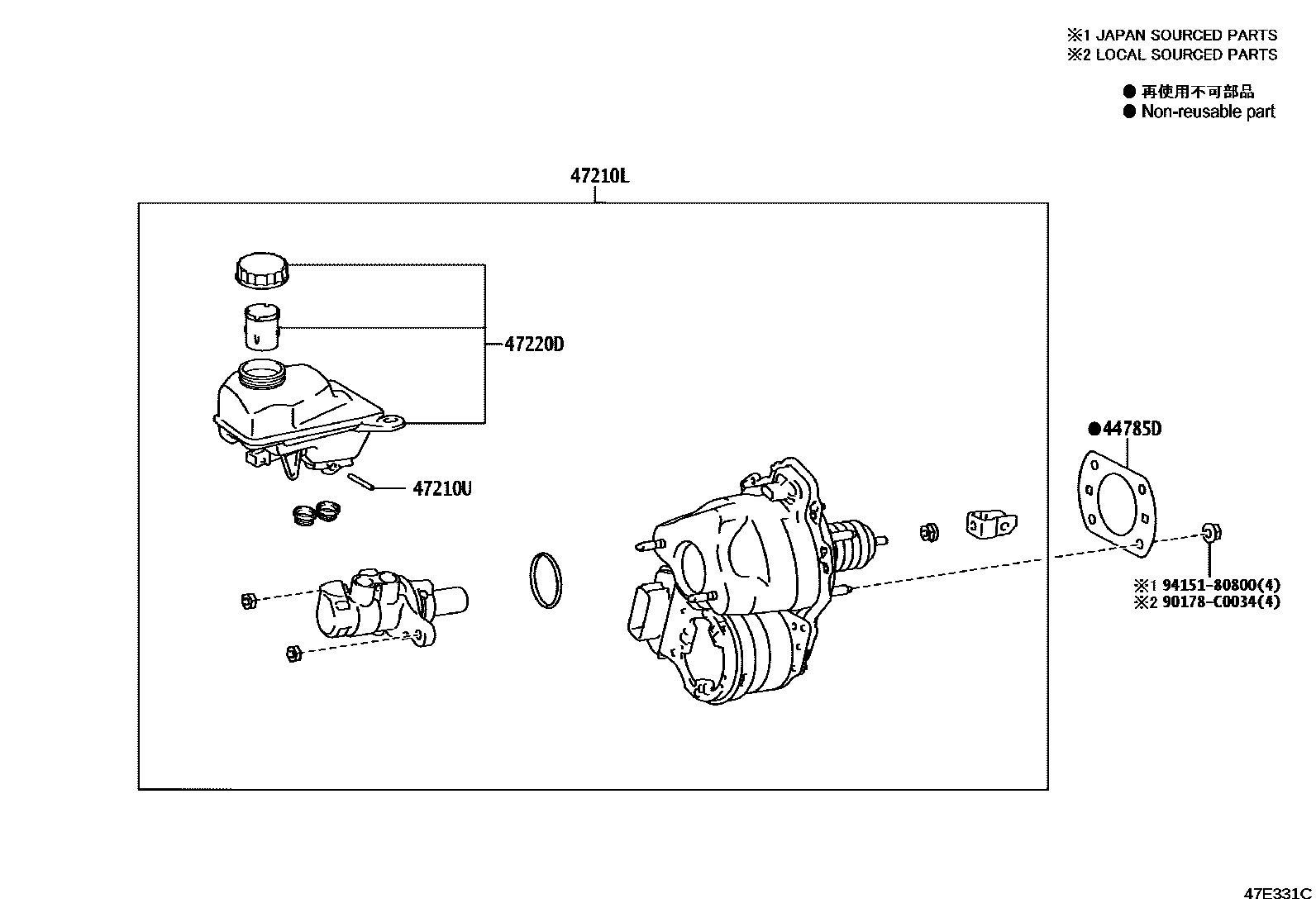 Toyota COROLLA 制动总泵 EPC diagram — 47E331C