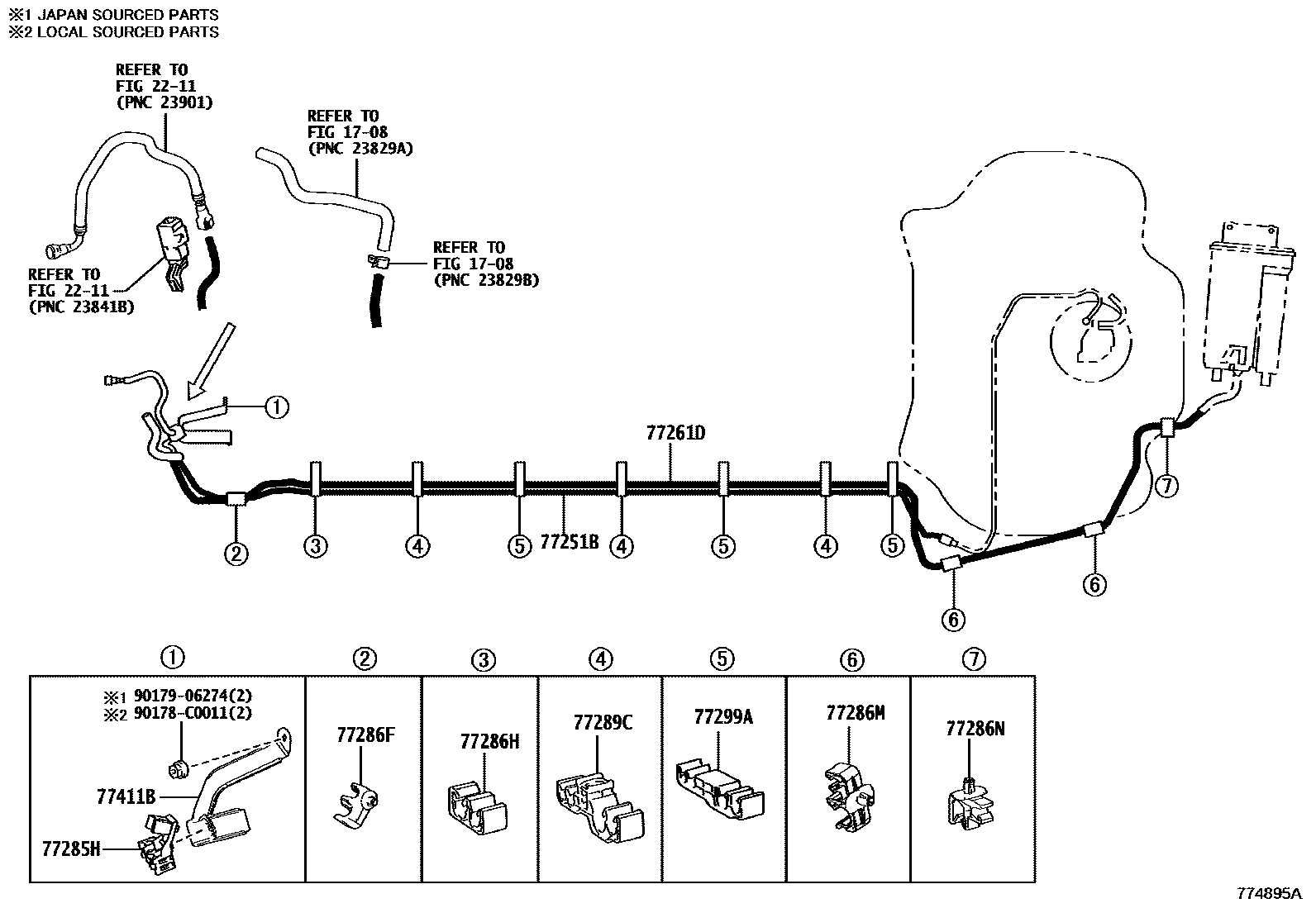 Toyota COROLLA 燃油箱和燃油管 EPC diagram — 774895A