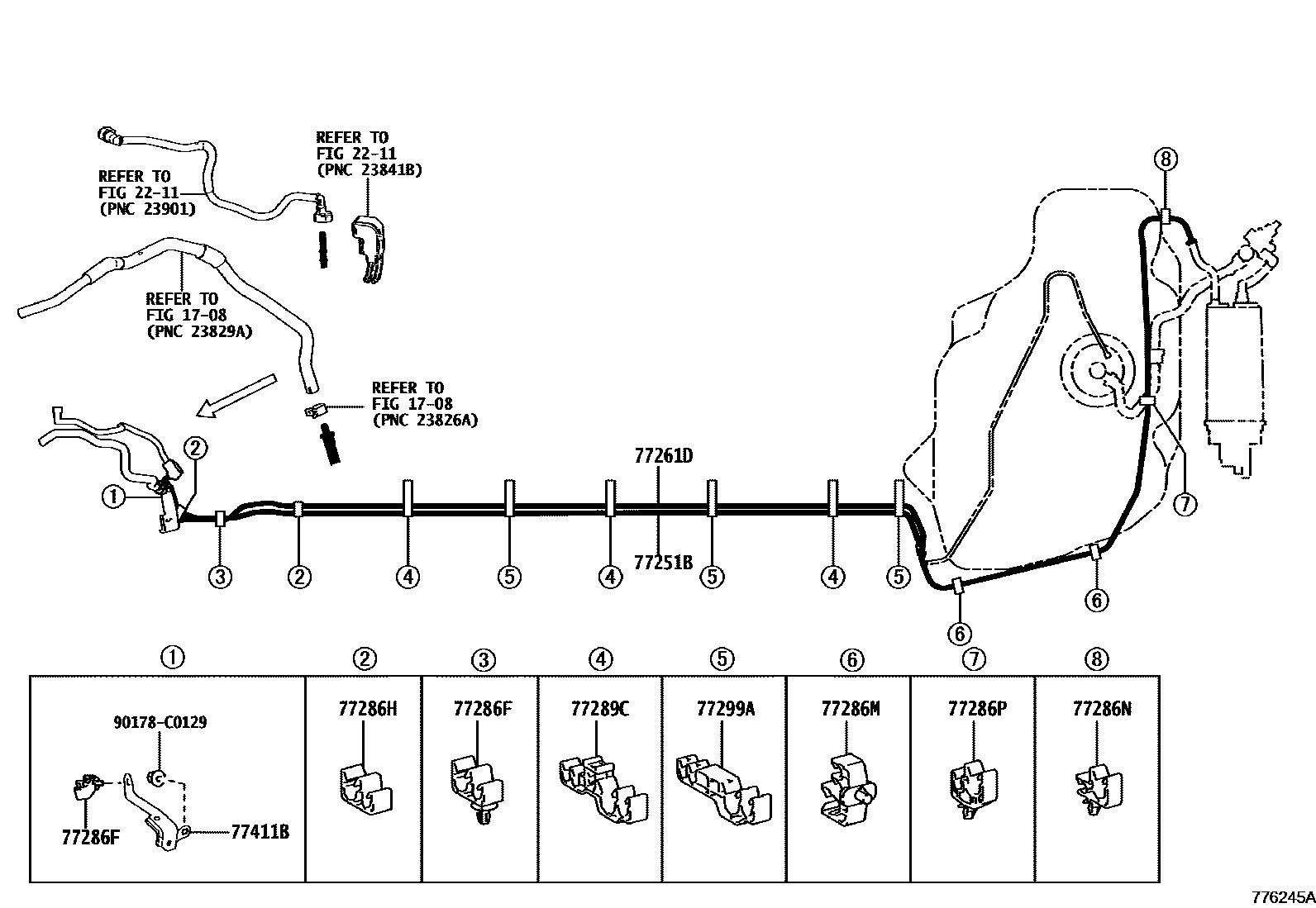 Toyota COROLLA 燃油箱和燃油管 EPC diagram — 776245A