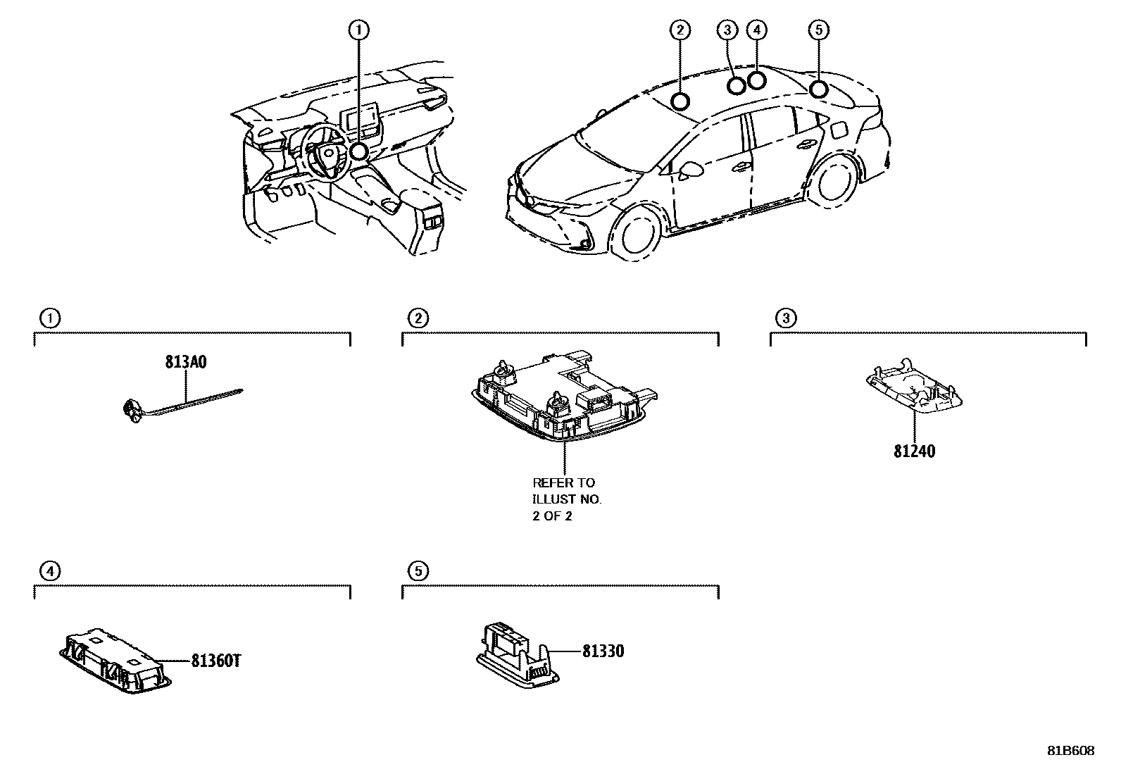 Toyota COROLLA 车内灯 EPC diagram — 81B608