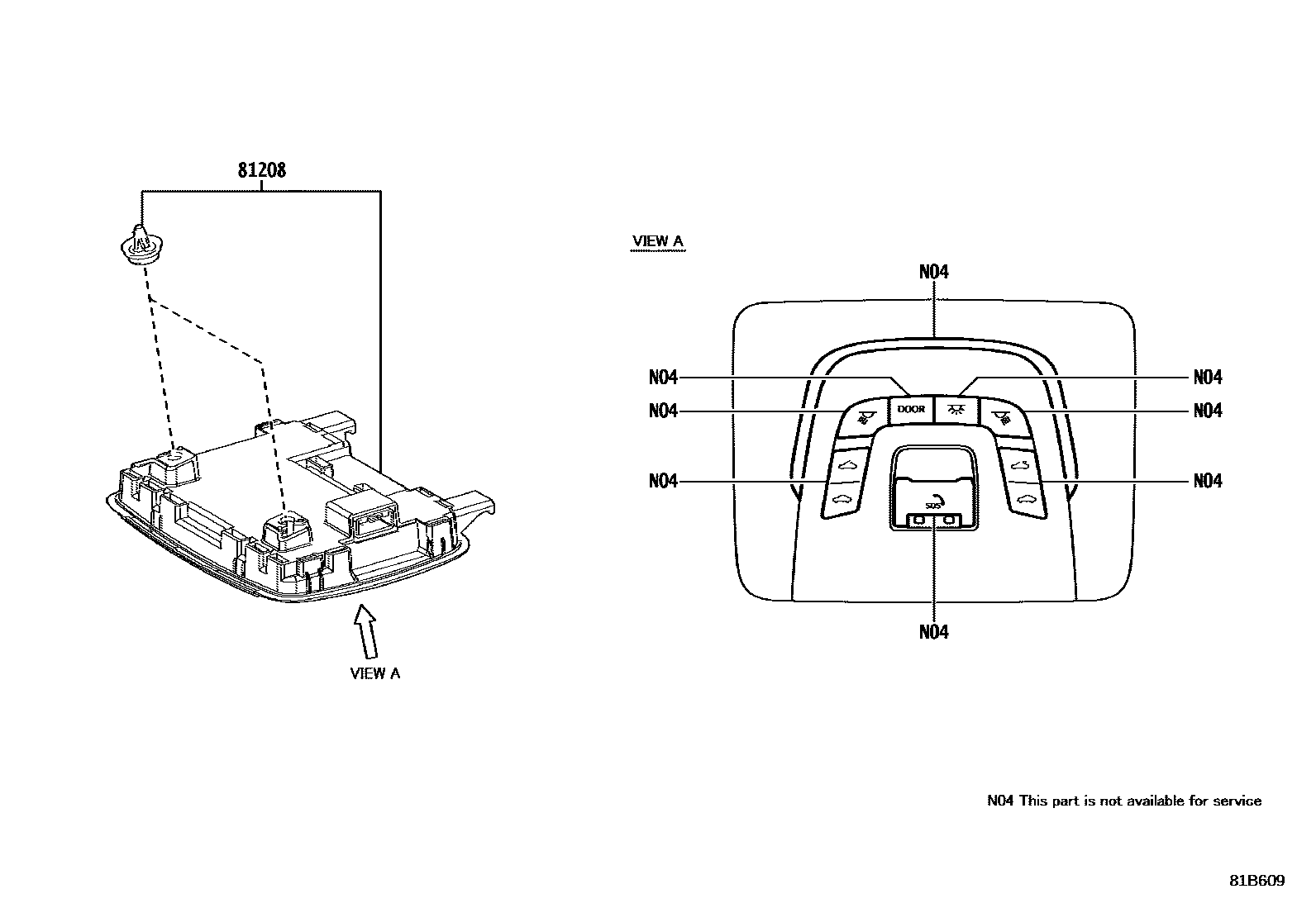 Toyota COROLLA 车内灯 EPC diagram — 81B609
