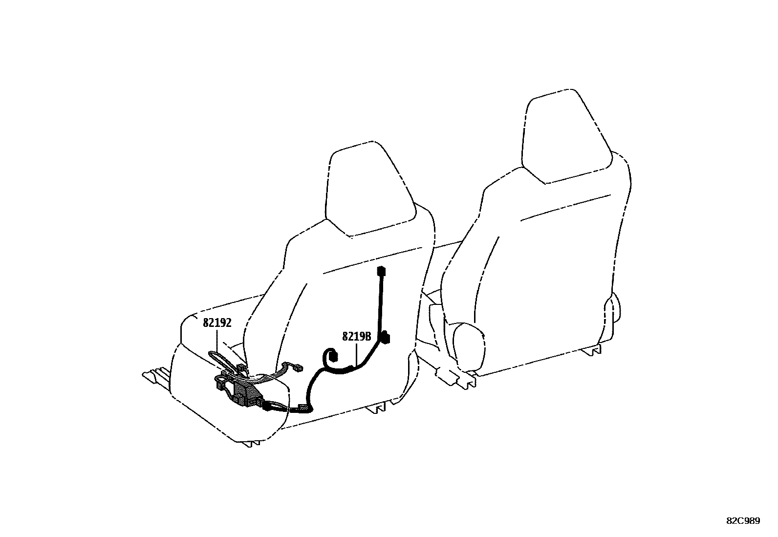 Toyota COROLLA 线束和卡夹 EPC diagram — 82C989
