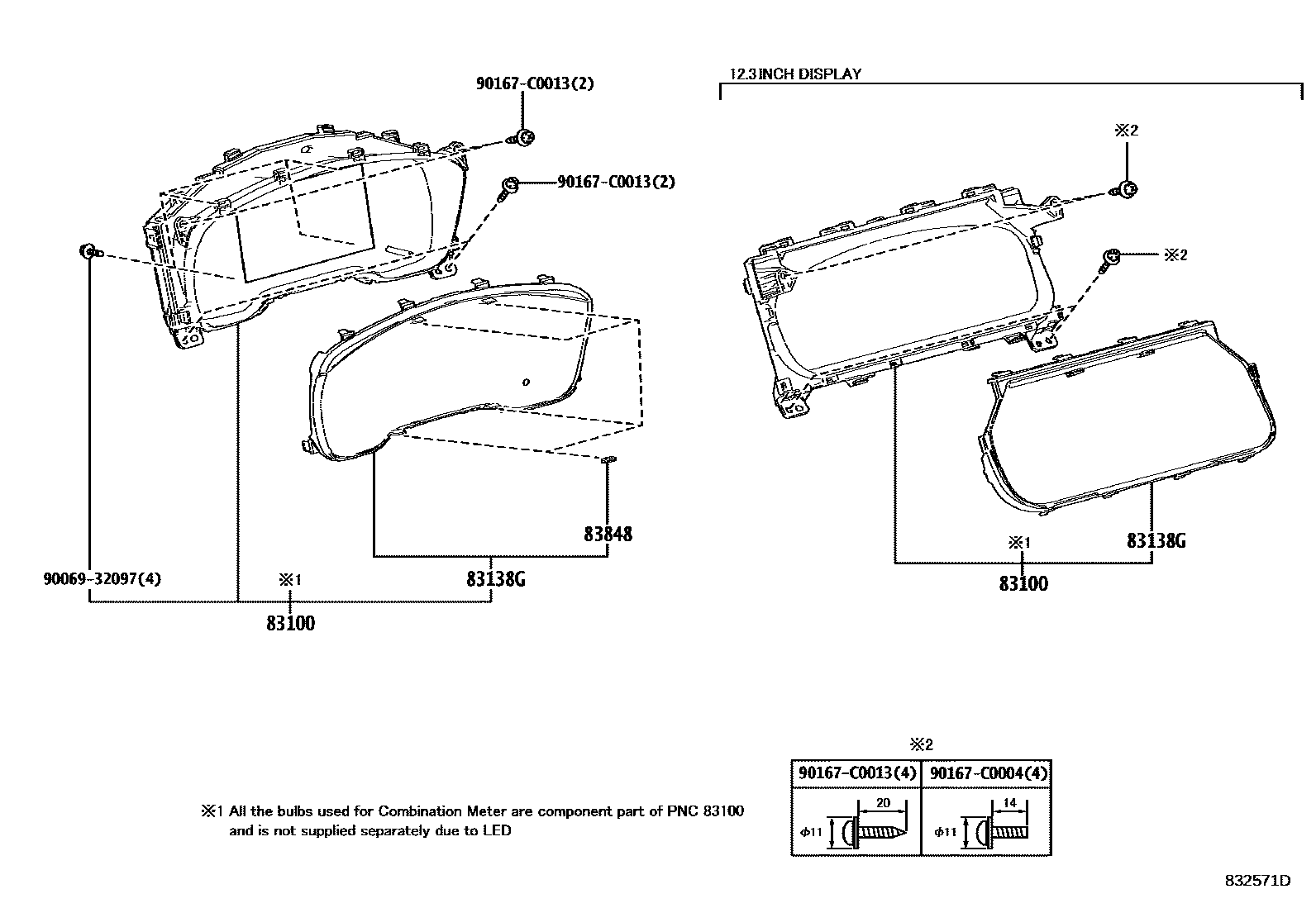 Toyota COROLLA 仪表 EPC diagram — 832571D