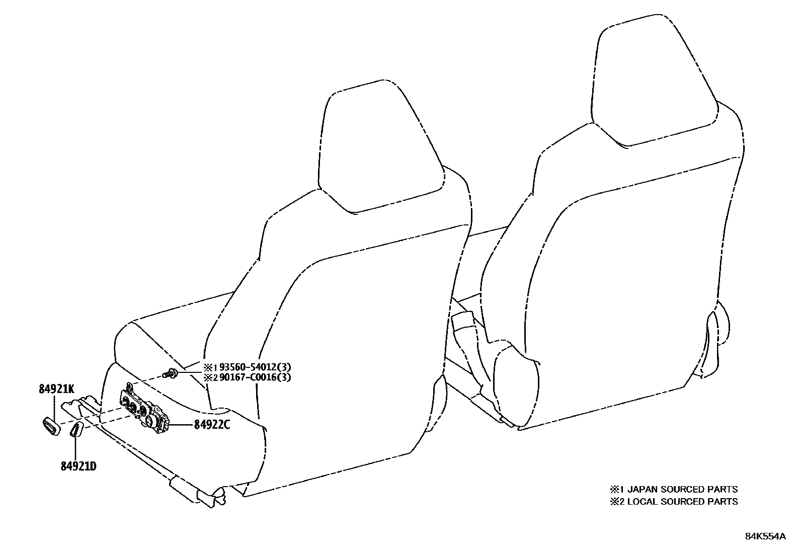 Toyota COROLLA 开关和继电器和ECU EPC diagram — 84K554A