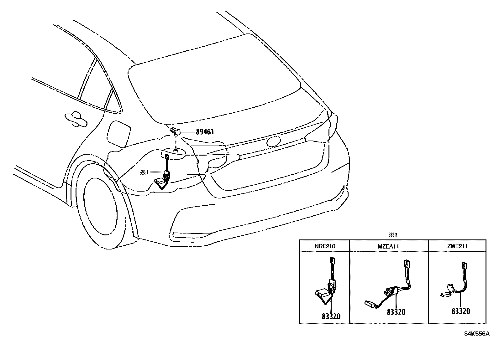 Toyota COROLLA 开关和继电器和ECU EPC diagram — 84K556A