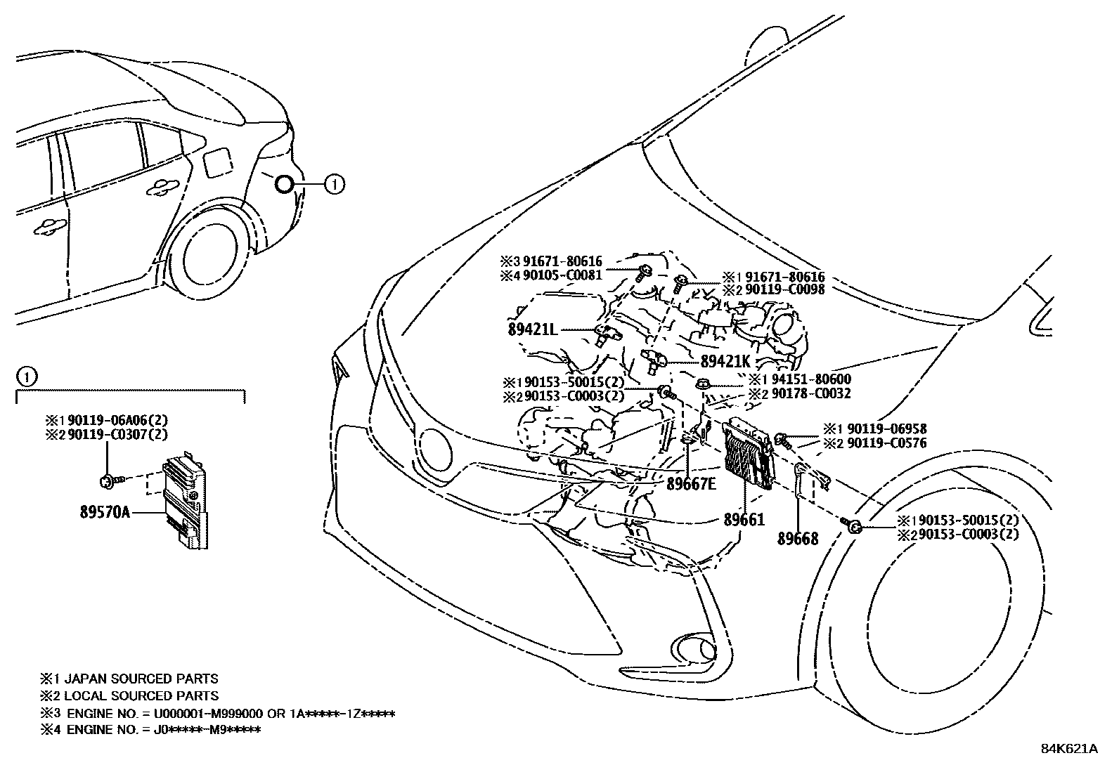 Toyota COROLLA 电子燃油喷射系统 EPC diagram — 84K621A
