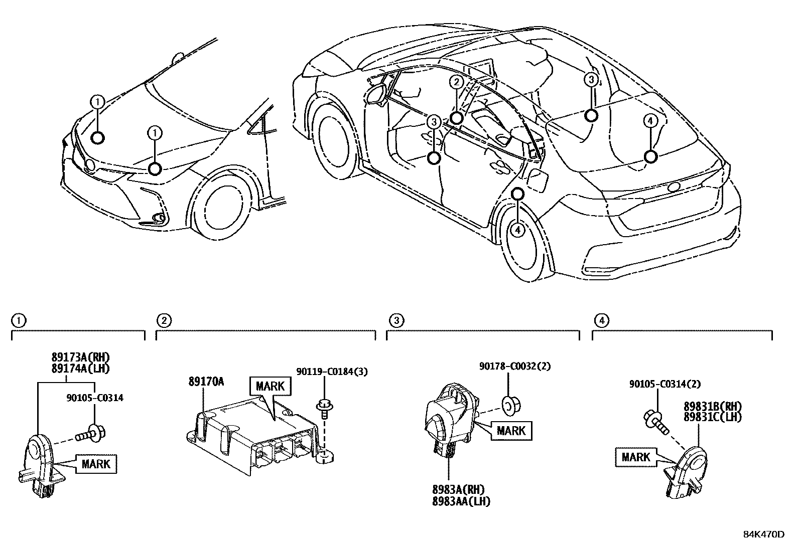 Toyota COROLLA 空气囊 EPC diagram — 84K470D