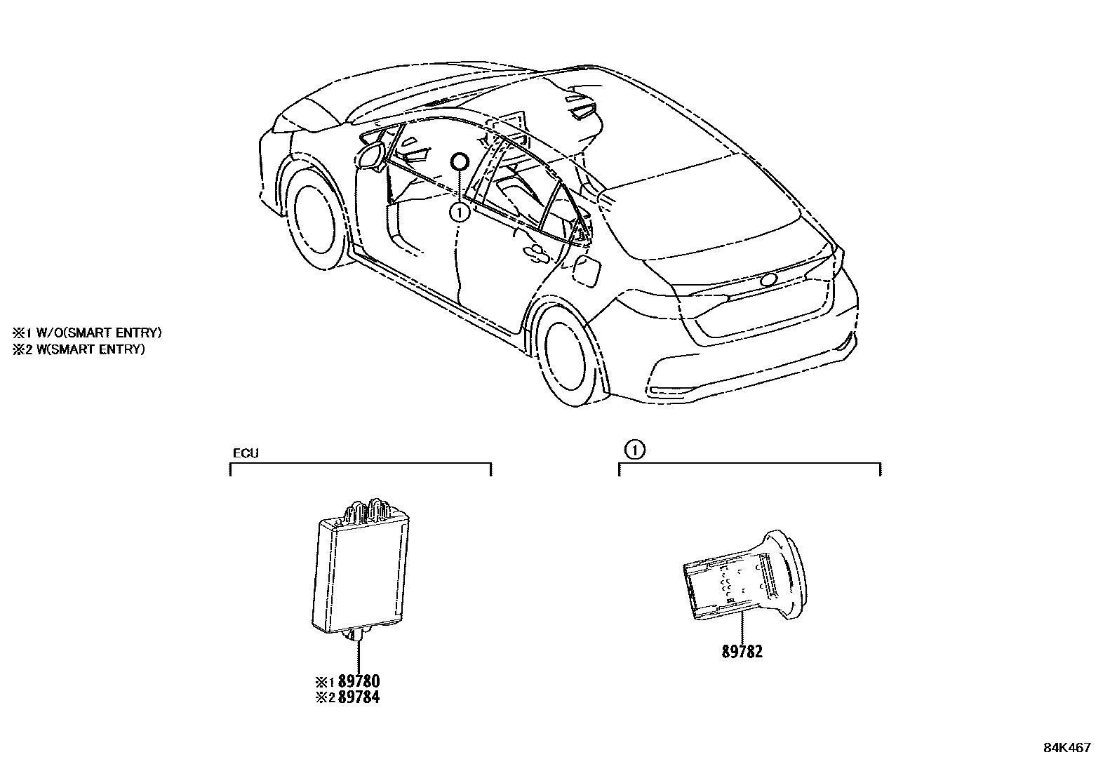 Toyota COROLLA 防盗装置 EPC diagram — 84K467