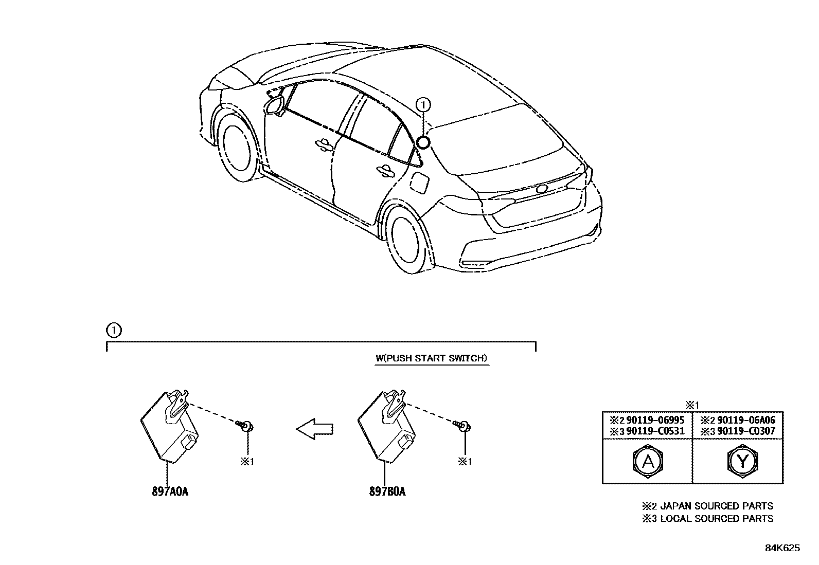 Toyota COROLLA 轮胎压力警告系统 EPC diagram — 84K625