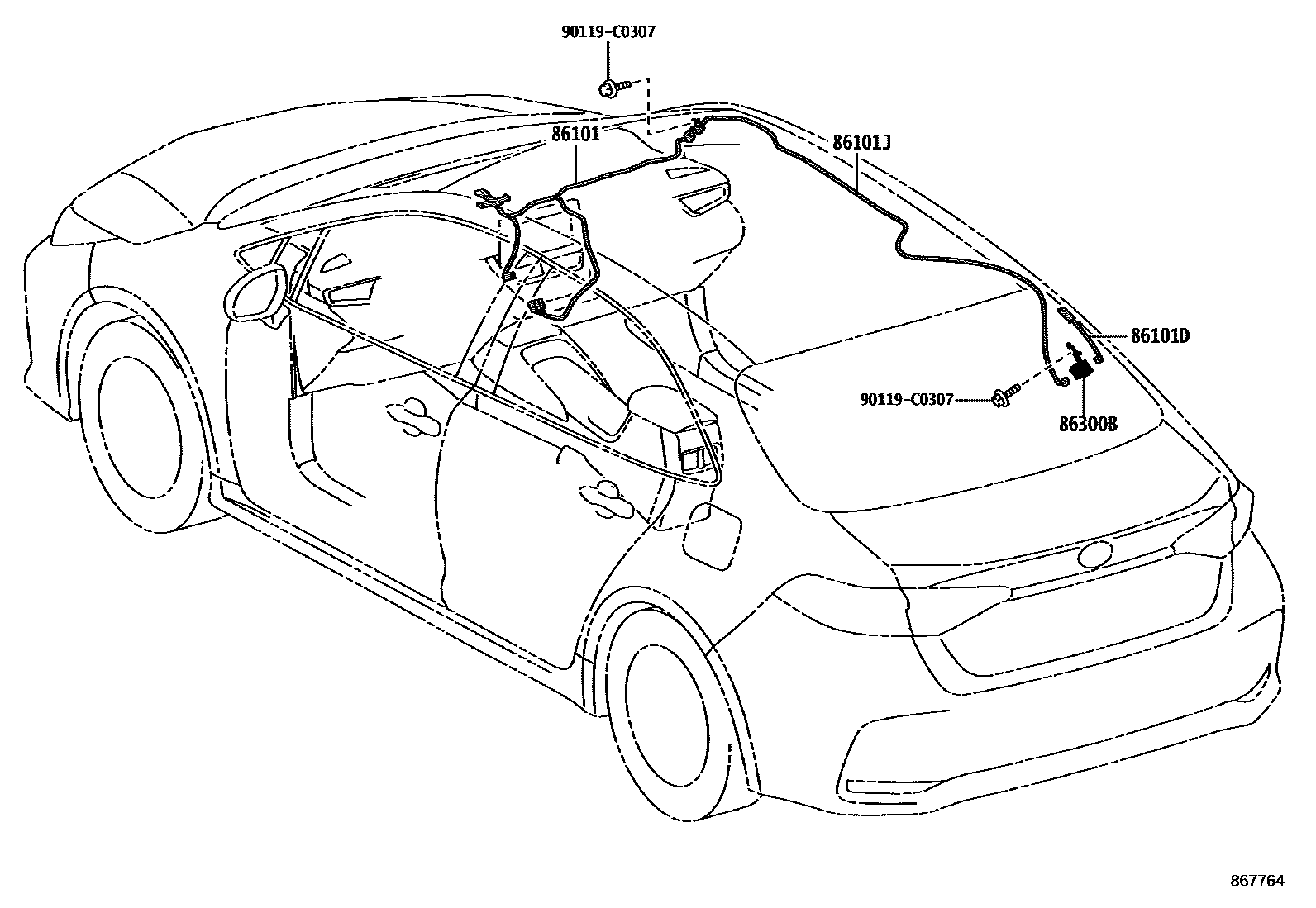Toyota COROLLA antenna EPC diagram — 867764