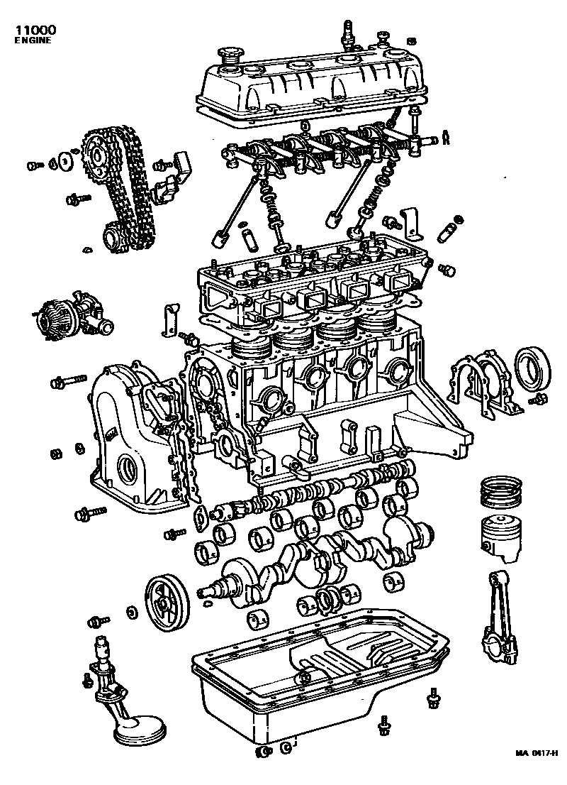 Toyota COROLLA Partial Engine Assembly EPC diagram — MA0417H