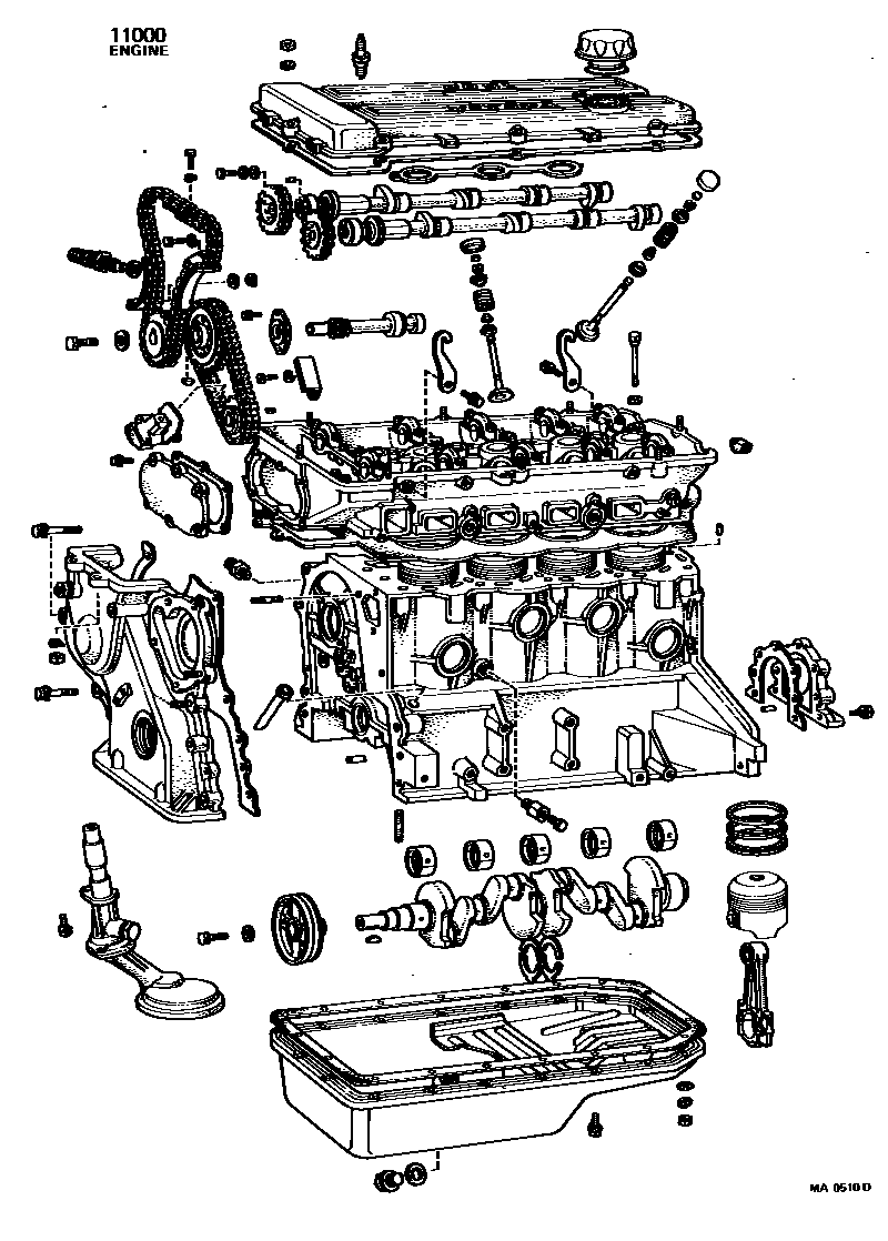 Toyota COROLLA Partial Engine Assembly EPC diagram — MA0510D