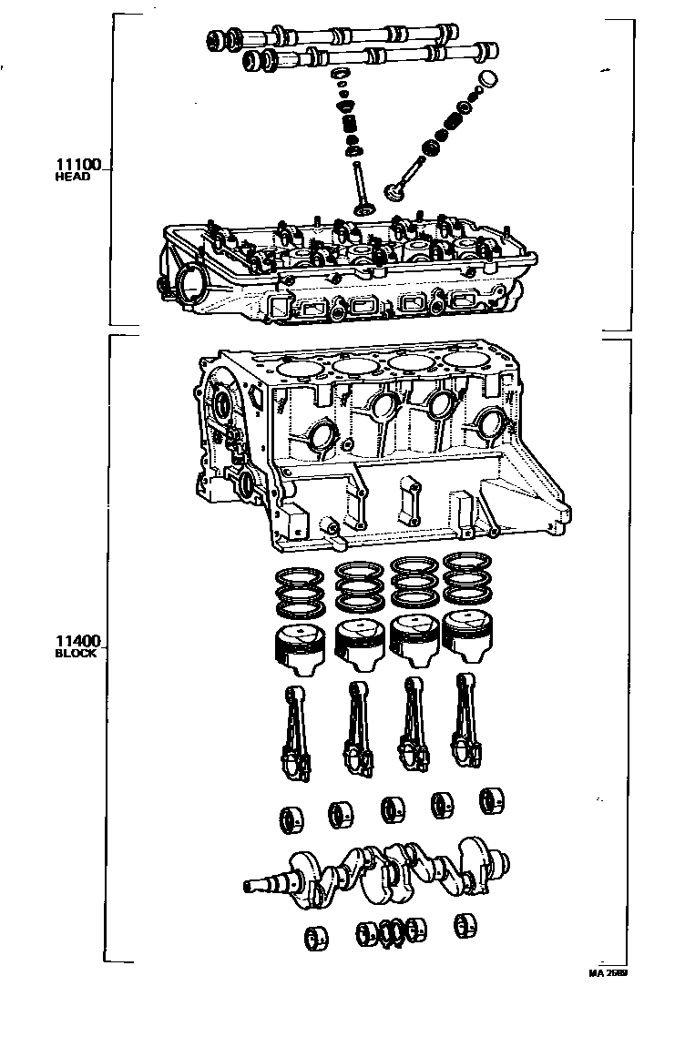 Toyota COROLLA Short Block Assembly EPC diagram — MA2599