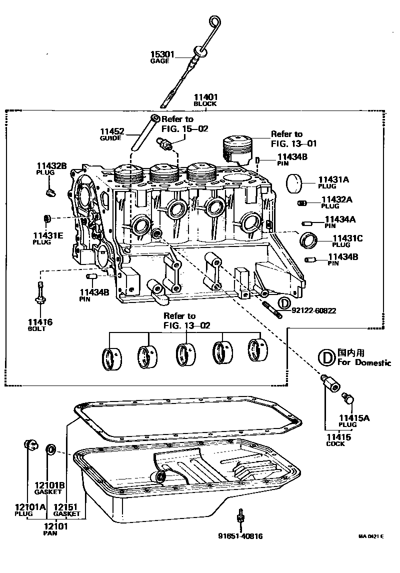 Toyota COROLLA Cylinder Block EPC diagram — MA0421E