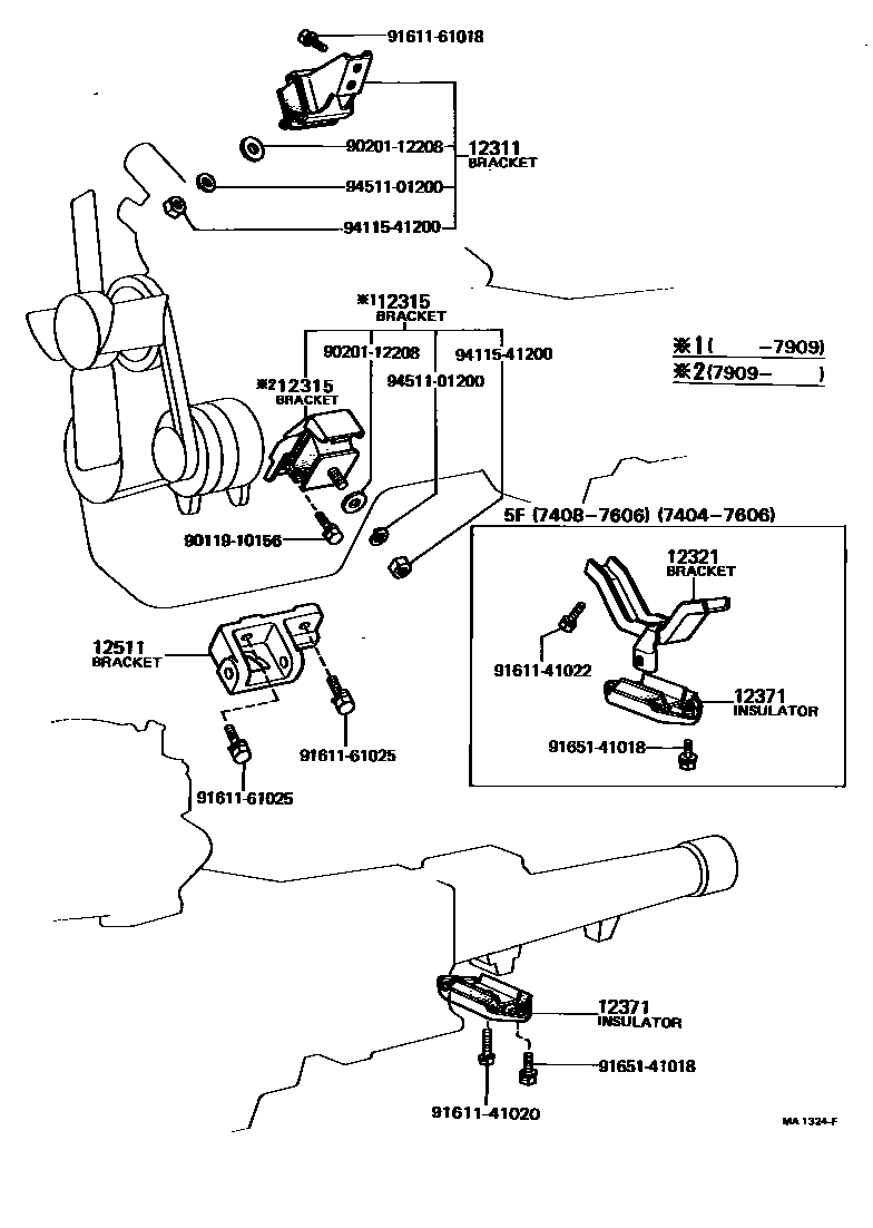 Toyota COROLLA Engine Mounting EPC diagram — MA1324F