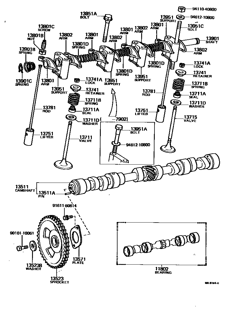 Toyota COROLLA Camshaft & Valve EPC diagram — MA8194G
