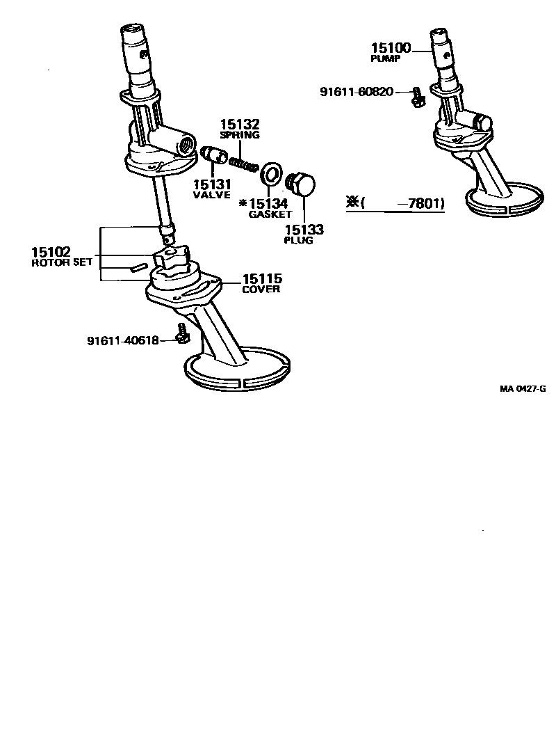 Toyota COROLLA Engine Oil Pump EPC diagram — MA0427G