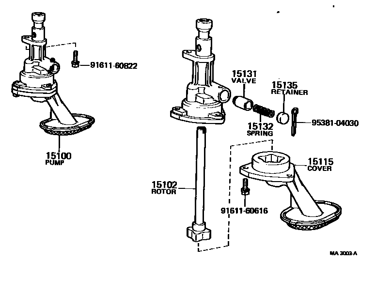 Toyota COROLLA Engine Oil Pump EPC diagram — MA3003A