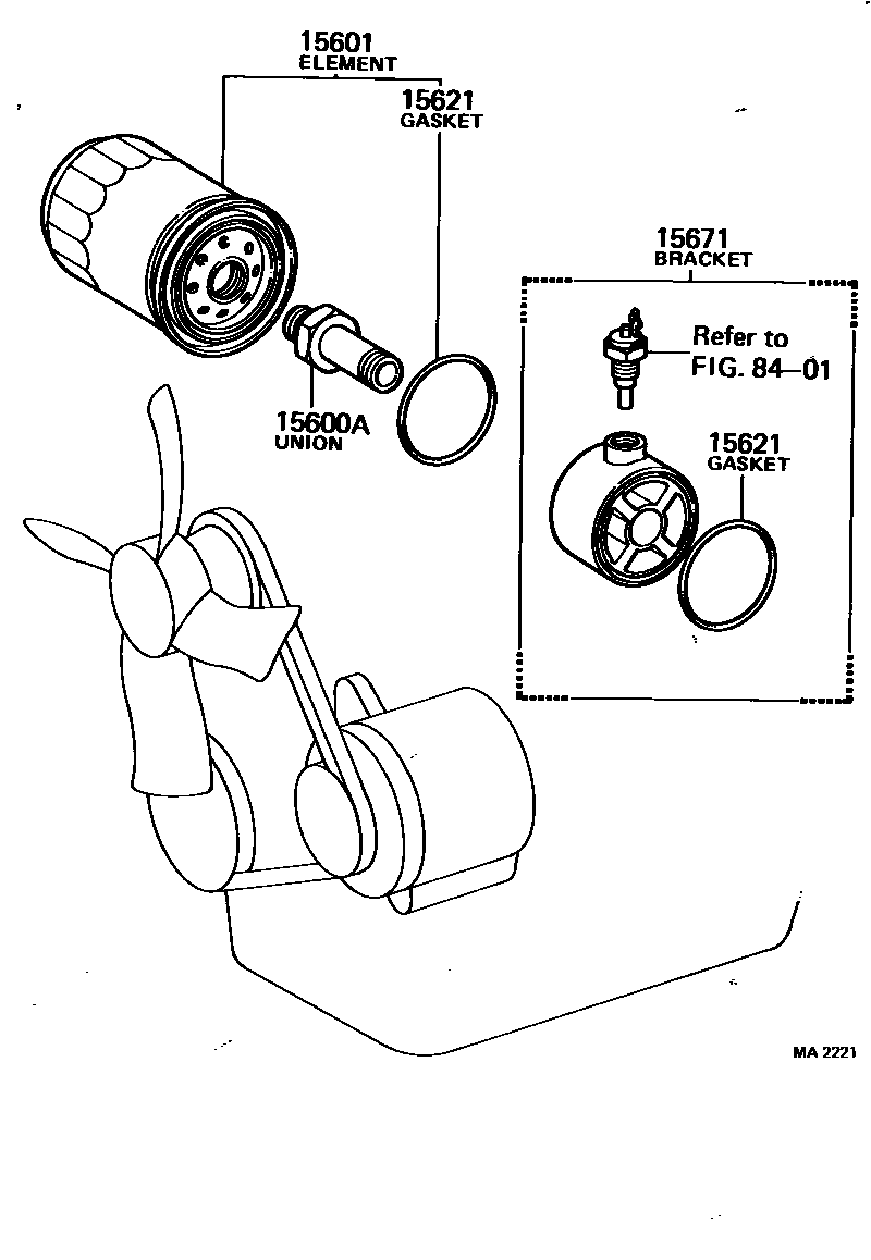Toyota COROLLA Oil Filter EPC diagram — MA2221