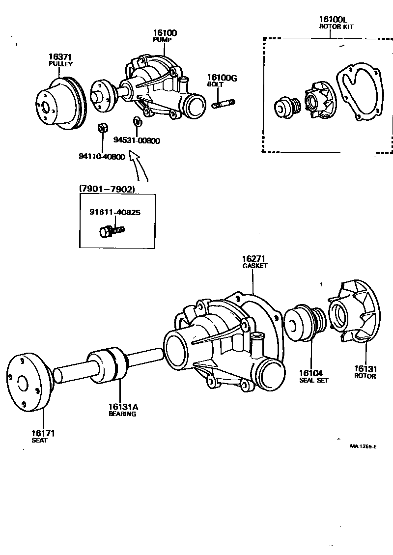 Toyota COROLLA Water Pump EPC diagram — MA1265E