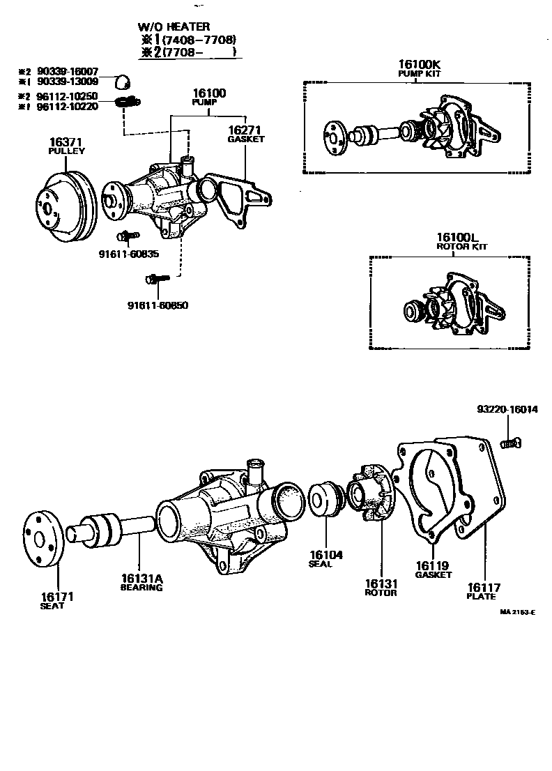 Toyota COROLLA Water Pump EPC diagram — MA2153E