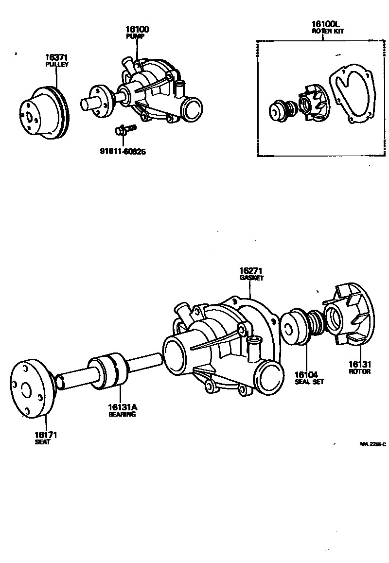 Toyota COROLLA Water Pump EPC diagram — MA2255C
