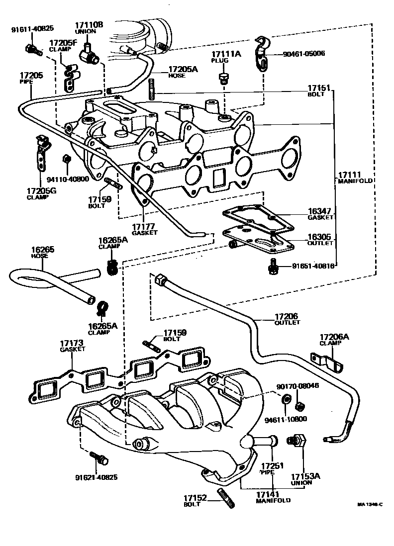 Toyota COROLLA Manifold EPC diagram — MA1346C