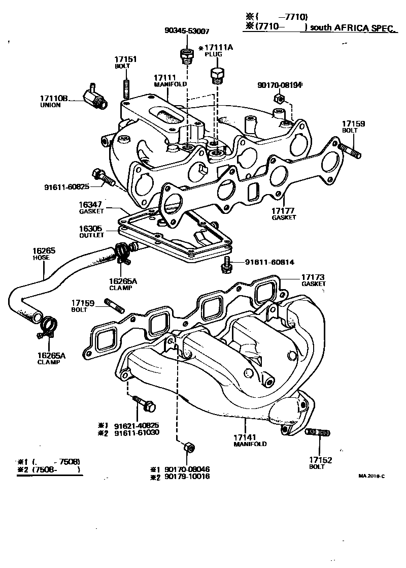 Toyota COROLLA Manifold EPC diagram — MA2016C