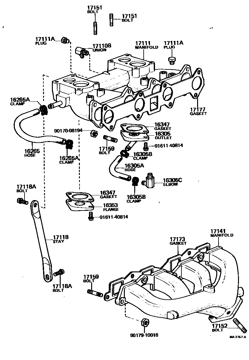 Toyota COROLLA Manifold EPC diagram — MA2757A