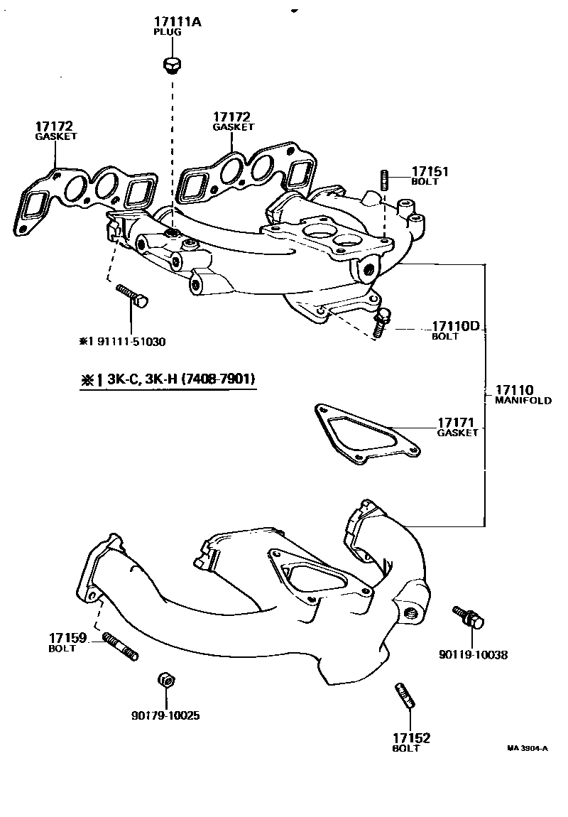 Toyota COROLLA Manifold EPC diagram — MA3904A