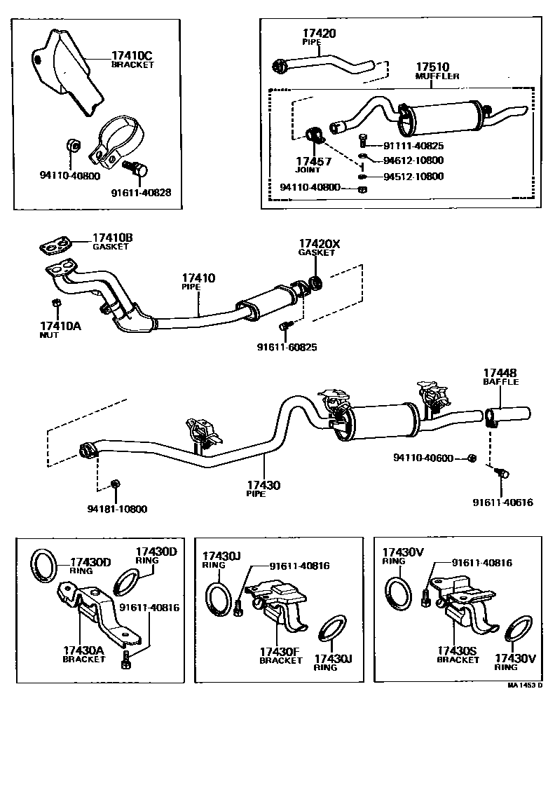 Toyota COROLLA Exhaust Pipe EPC diagram — MA1453D