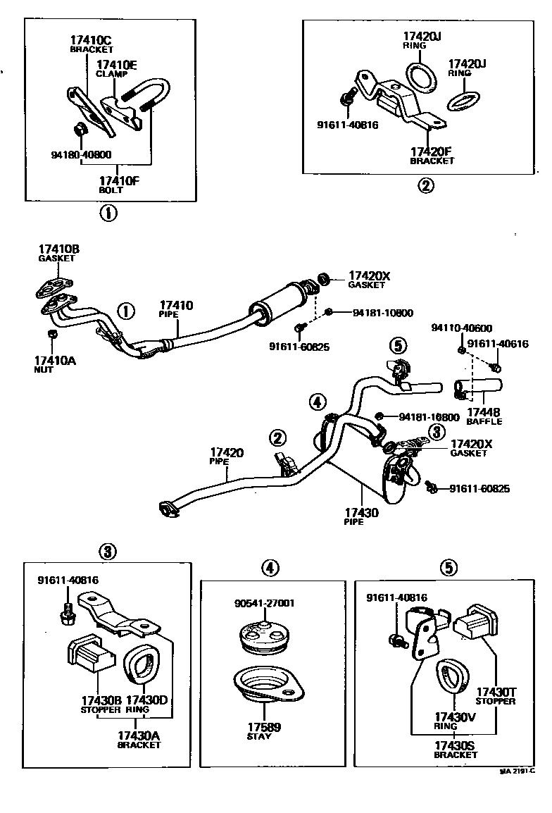 Toyota COROLLA Exhaust Pipe EPC diagram — MA2191C