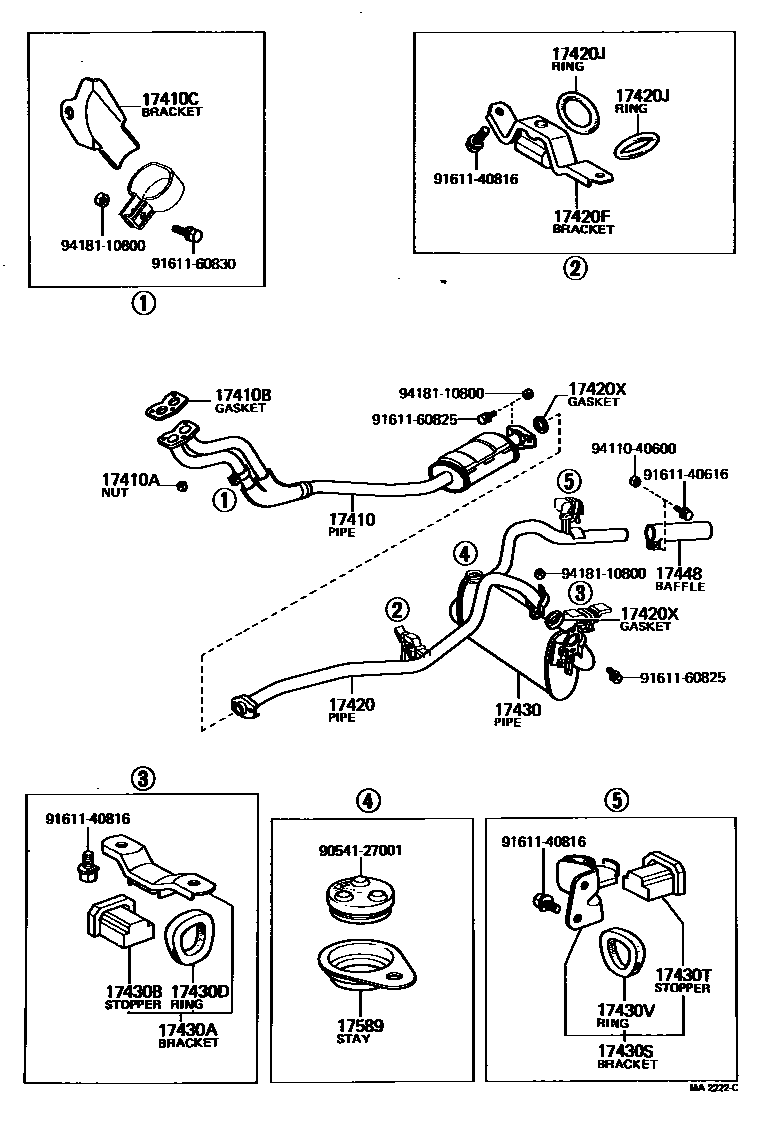 Toyota COROLLA Exhaust Pipe EPC diagram — MA2222C