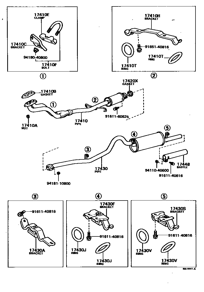 Toyota COROLLA Exhaust Pipe EPC diagram — MA4441A