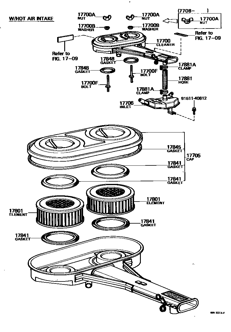 Toyota COROLLA Air Cleaner EPC diagram — MA1013F