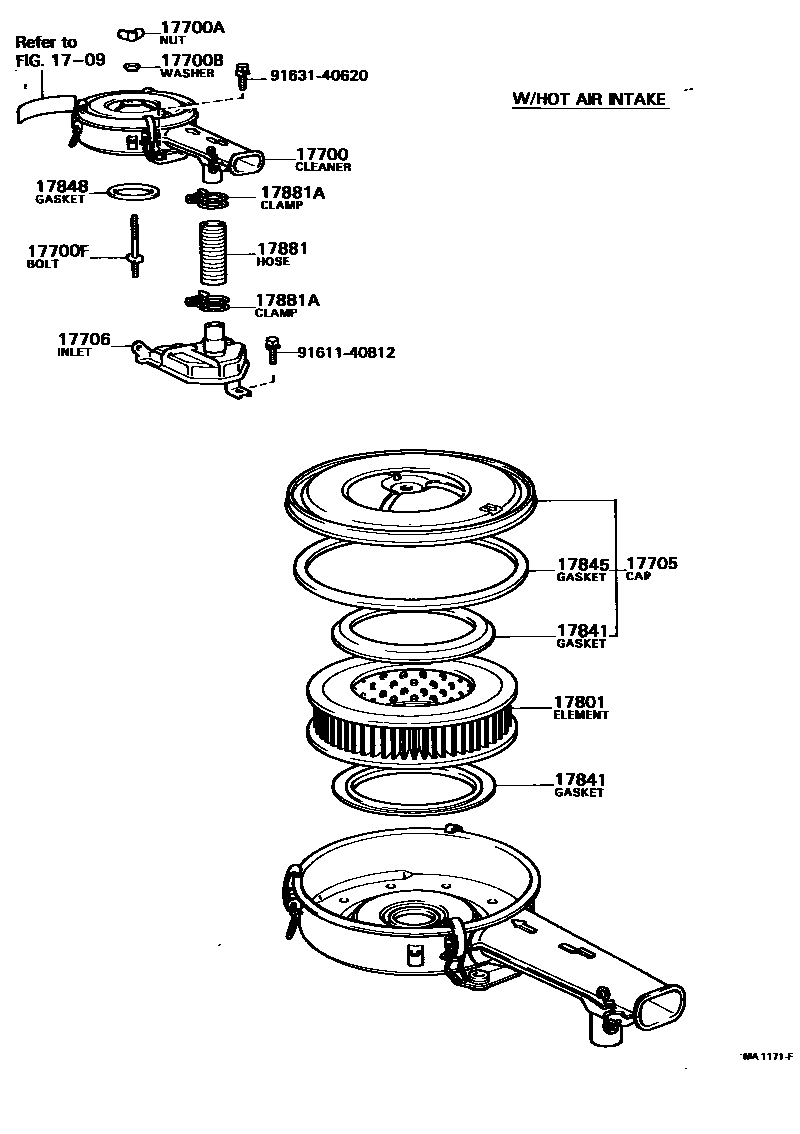 Toyota COROLLA Air Cleaner EPC diagram — MA1171F