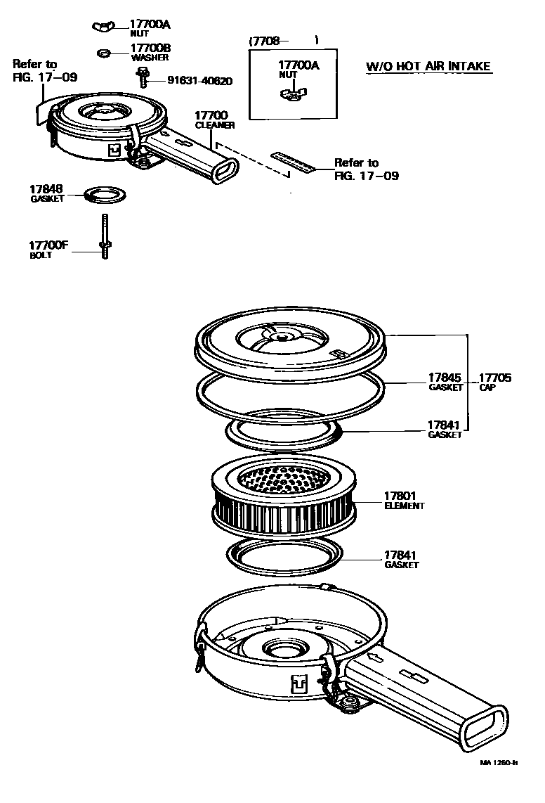 Toyota COROLLA Air Cleaner EPC diagram — MA1260H