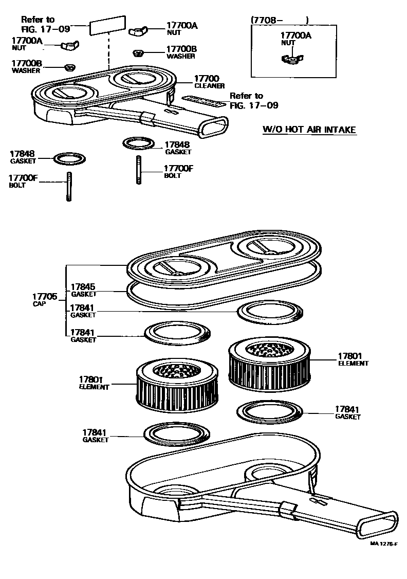 Toyota COROLLA Air Cleaner EPC diagram — MA1276F