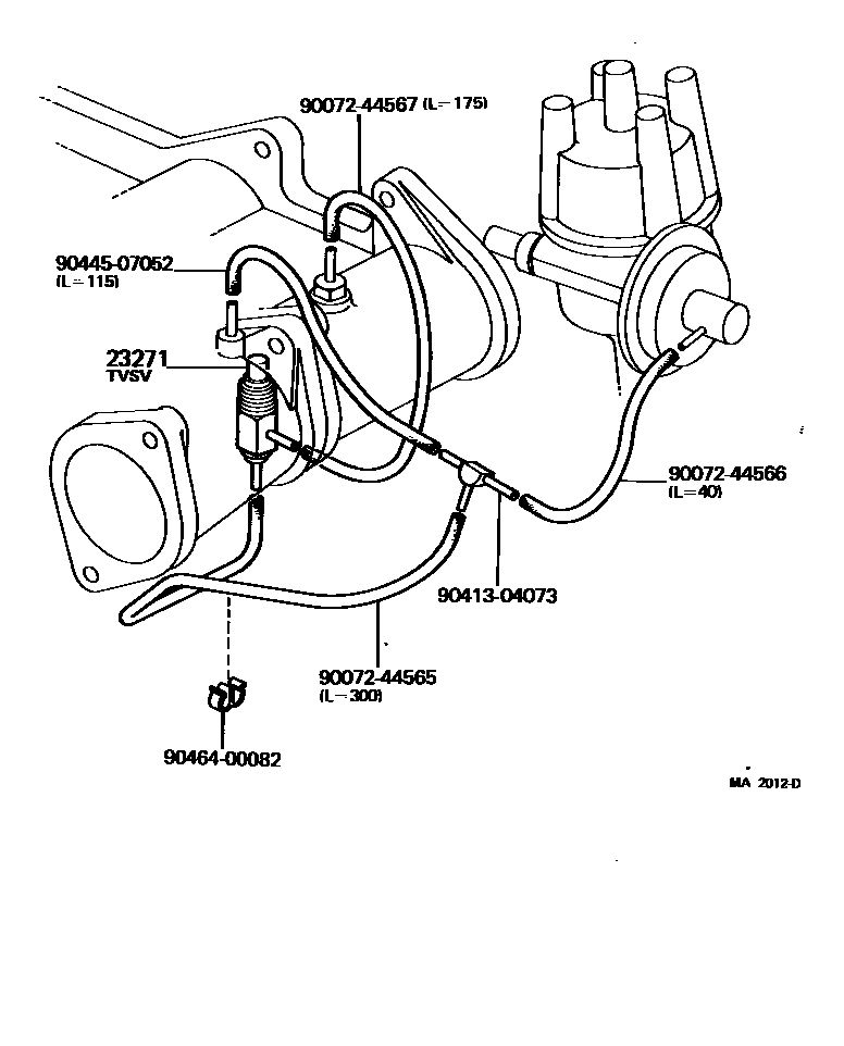 Toyota COROLLA vacuum tube EPC diagram — MA2012D