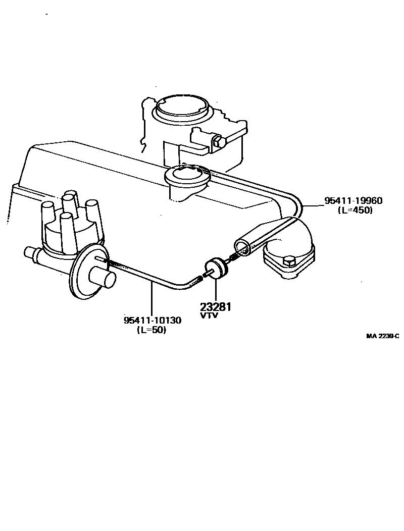 Toyota COROLLA vacuum tube EPC diagram — MA2239C